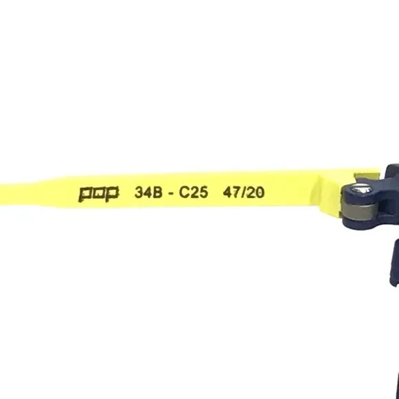 POP by Roussilhe Eyeglasses Frames 34B C25 Navy Blue Neon Yellow Round 47-20-135